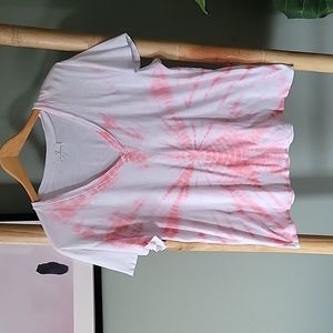 Anthro T-shirt Tie Dye Flutter Sleeves Starburst